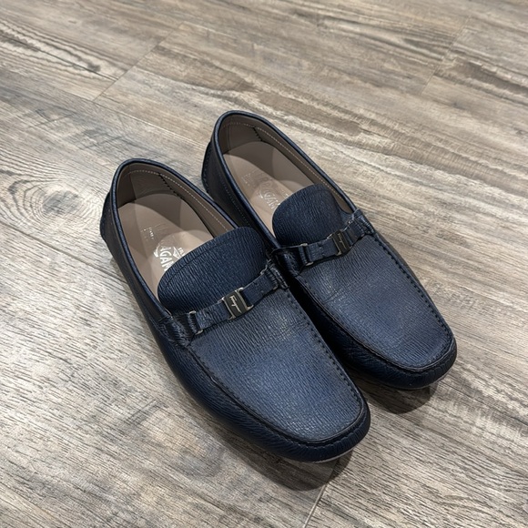 Salvatore Ferragamo Men’s Navy Blue Leather Loafers Slip On Shoes Moccasin Sz 12 main image 10